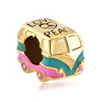 Charmed Craft Bus Car Charms Heart Love Peace Symbol Golden Green Pink Jewelry Fit Pandora Bracelets