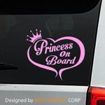 Princess On Board Decal Vinyl Sticker|Cars Trucks Vans Walls Laptop|PINK|5.5 in|CCI371