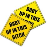 Zone Tech “Baby Up On This Bitch” Vehicle Safety Sticker – 2-Pack Premium Quality Convenient Reflective “Baby Up On This Bitch” Vehicle Safety Funny Sign Sticker