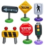 6-pc Incredible Inflatable Traffic Signs Pretend Play Cars Toy Outdoor Indoor