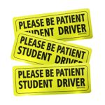 Set of 3 “Please Be Patient Student Driver” Safety Sign Vehicle Bumper Magnet – Reflective Vehicle Car Sign Sticker Bumper for New Drivers