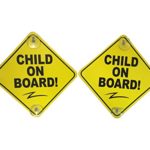 Child on Board – 2 Pack – Large 6″x 6″ Yellow Car Signs with 2 Attached Suction Cups.