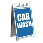 Two A-Frame Signicade Adhesive Replacement Graphics – Display on Front and Back -3. Car Wash Sign – Vinyl inserts are 24 by 36 inch each – Outdoor Sidewalk Signage