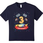 Kids 3rd third 3 three years old happy birthday racecar t shirts
