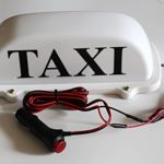 CHENGYIDA White Taxi Cab Roof Top Illuminated Sign Topper Car LED Bulbs 12V Super Bright Light Magnetic Waterproof Sealed Base – (10 1/2″ x 4 3/8″ x 4″ with , 39.4″ Cable Length), Small Size