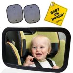 Ojebaby Baby Car Mirror Safety Set with Baby on Board Sign and 2 Sun Shades