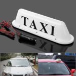 Taxi Cab Roof Top Large Size White Illuminated Sign Topper Car 12V Super Bright LED Light Magnetic Waterproof Sealed Base 14 3/8″ x 4″ x 4″ with 39.4″ Cable Length
