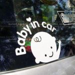 Elevin(TM) Baby In Car Waving Baby on Board Safety Sign Car Truck SUV Window Bumper Decal Sticker for Any Place,Laptop,Wall Sticker. (White)