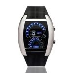 WY Unisex Digital LED Cool Car Meter Dial Sport Watch Calendar Date Black Silicon Strap Wrist Watch