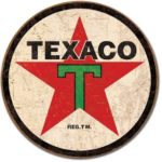 Texaco 1936 Logo Reproduction Round Distressed Retro Vintage Tin Sign