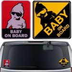 StickerAlive Cool Baby on Board Safety and Funny Reflective Car vinyl Sticker Warning Sign, 2Pcs.