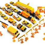 Diecast Metal Ultimate Mega 42 PC. Construction Play Set With Cars, Trucks, Helicopter, Signs & Construction Personnel