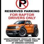 Ford Raptor F150 Pickup Truck F-150 4×4 Car-toon No Parking Sign