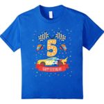 Kids 5th fifth 5 five years old happy birthday race car t shirts