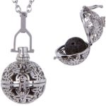 Flower 316L Stainless Steel Lava Stone Aromatherapy Pendant Locket Essential Oil Diffuser Necklace