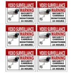 Best Quality Home Security Sign and Business Camera & Video Surveillance Sticker for Indoor Outdoor Use Long Lasting Weatherproof Window & Door Warning Alert 24 Hour Surveillance Decal 4×3 in – 6 Pack