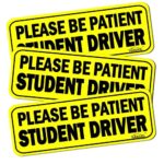 GAMPRO Set of 3 “Please Be Patient Student Driver” Reflective Vehicle Bumper Magnet, Reflective Vehicle Car Sign Sticker Bumper for New Drivers, Reduce Road Rage and Accidents for Rookie Drivers