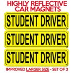 Blue Lightning Reflective Student Driver Magnetic Car Signs (Set of 3) Safety Caution Sign Improved LARGER Size