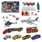 Joyin Toy City Vehicles Cars Educational Play Gift Set Including 8 Different style Vehicles, Road Signs, Accessories and a Play Map-Great Toys Gift