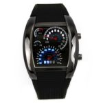 Fashion Mens RPM Turbo Blue Flash LED Watch Gift Sports Watches Car Meter Dial