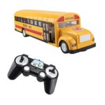 RC Car School Bus Remote Control Vehicles 6 Ch 2.4G Opening Doors Acceleration & Deceleration Toys and Games with Simulated Sounds and LED Lights Rechargeable Electronics Hobby Truck Model for Kids