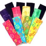 12 Pack Peace Sign Tie Dye Black Wide Cotton Elastic Soccer Sports Headbands Sweatband Multi-Packs No Metal Rubber Hair Ties Unisex Teen Boy Girl Kid Women Great Mother Day Nurse Graduation Gift Idea