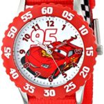 Disney Kids’ W001227 Cars Lightning McQueen Stainless Steel with Red Bezel Watch