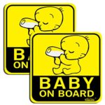 GAMPRO 2 Pack Lovely “BABY ON BOARD” Reflective Vehicle Bumper Magnet, Reflective Vehicle Car Sign Sticker Bumper for New Parents, Reduce Road Rage and Accidents for New Parent and Child(2 Pack)