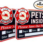 2-Pack Stylish Laser Cut Pet Safety Rescue Sign in Emergency Alert Warning Red Color | Made with Premium Sintra PVC | for Doors, Knockers and Bells | Ensures Pets are Rescued In Case of Fire