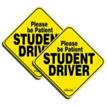 GAMPRO 2 Pack “Please Be Patient Student Driver” Reflective Vehicle Bumper Magnet, Reflective Vehicle Car Sign Sticker Bumper for New Drivers, Reduce Road Rage and Accidents for Rookie Drivers(2 Pack)