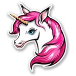 2 x 10cm/100mm Pretty Pink Unicorn Vinyl Sticker Decal Laptop Travel Luggage Car iPad Sign Fun #6013