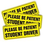 Zone Tech “Please Be Patient Student Driver” Vehicle Bumper Magnet – 3-Pack Premium Quality Neon “Please Be Patient Student Driver” Safety Sign Bumper Magnet
