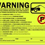 50 Yellow Fluorescent Multi Reason Warning Violation No Parking Towing Car Auto Sign Stickers 8″ X 5″