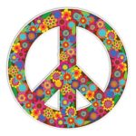 MeganJDesigns Brown Floral Peace Sign Car Sticker Decal Vinyl Hippie Bumper Sticker