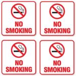 (4 Pack) Self Adhesive No Smoking Sign Vinyl Decal Sticker Waterproof Indoor & Outdoor use