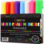 Liquid Chalk Board Window Markers – 8 Pack Erasable Pens Great for Chalkboards – Non Toxic Safe & Easy to Use Neon Bright & Vibrant Colors for All Ages Creatov