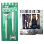 Best Camouflage Camping Utility 15 in 1 Jack Pocket Knife Compass Key Fob & 2 Pack Metal Back Scratcher Unique Last Minute Great Father Day Nurse Graduation Gift Idea Set Him Husband Man Dad