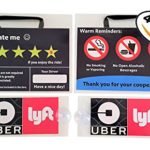 Bundle (#4 pack) Uber Lyft Tips Headrest Rate Me Reminder Rating Hang Front and Rear Windshield Decal Sign Car Removable Decal Placard
