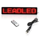 Leadleds 12V Led Car Sign Programmable Scrolling Red Message Sign Board, 9 Message, 7 Modes, 9-level Brightness, 9 Speed, Support English, European, Number, Symbol, Easy to Program By Remoter