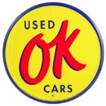 OK Used Cars Chevrolet Style Dealership Garage Sign 12 in.