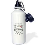 3dRose wb_204331_1 Print of Car And Sign Just Married With Heart Sports Water Bottle, 21 oz, White