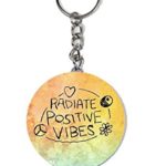 Radiate Positive Vibes Keychain, Hippie Yin Yang Keychain, 1960s Traveling Peace Sign Love Keychain