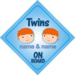 Twins Boys On Board Personalised Car Sign New Baby Boy / Child Gift / Present