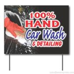 100% Hand Car Wash & Detailing Curbside Sign, 24″w x 18″h, Full Color Double Sided