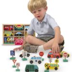 Wooden 6-Vehicle and 9-Traffic Signs Play Set + FREE Melissa & Doug Scratch Art Mini-Pad Bundle [31776]