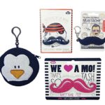 4 Piece Best Pink Mustache Lip Balm Nail File Talking Keychain Funny Gag Novelty Gadget TravelNut Unique Popular Top Fun Great Mother Day Nurse Graduation Gift Idea Her Kid Children Women Teen Girl