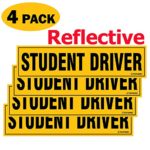 TOTOMO #SDM04 (Set of 4) Student Driver Magnet 12″x3″ Highly Reflective Premium Quality Car Safety Caution Sign for New Student Drivers