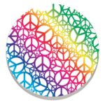 CounterArt Absorbent Stoneware Car Coaster, Peace Signs Rainbow