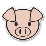 2 x 10cm/100mm Happy Pink Pig Vinyl Sticker Decal Laptop Travel Luggage Car iPad Sign Fun #6585