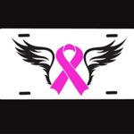 Custom License Plate White Breast Cancer Ribbon Auto Car Tag Sign Personalized 6″ X 12″